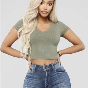 Little Do You Know Crop Top - Olive